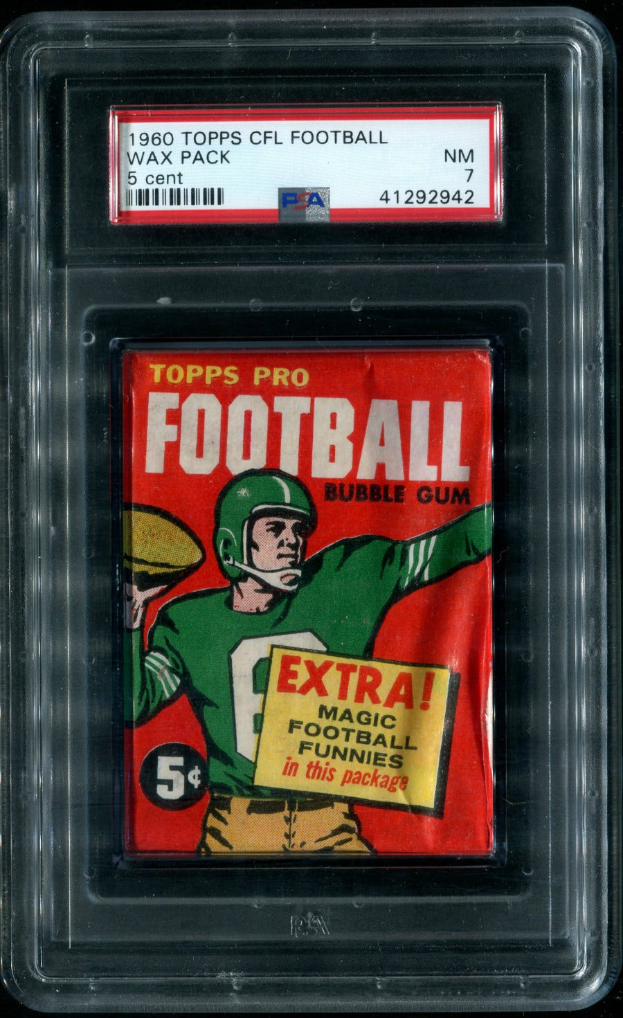 1960 Topps CFL Football Unopened 5 Cent Wax Pack PSA 7