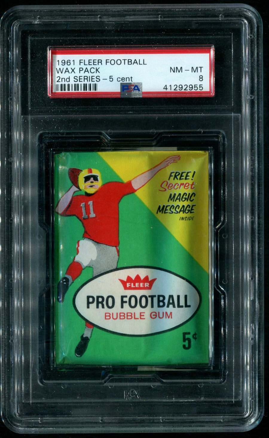 1961 Fleer Football Unopened Series 2 Wax Pack PSA 8