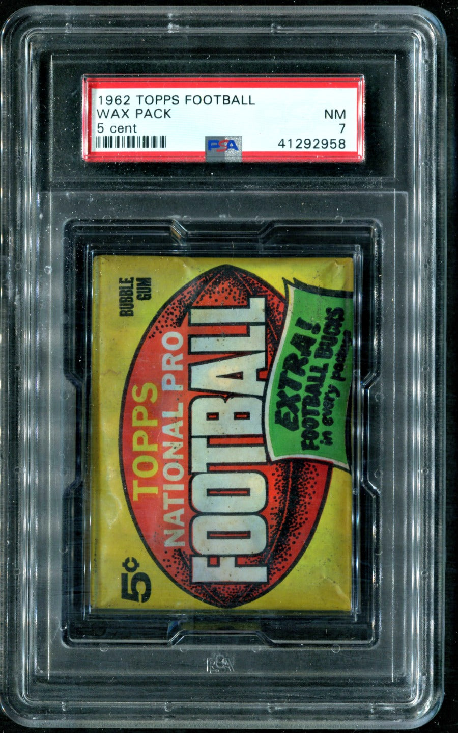 1962 Topps Football Unopened 5 Cent Wax Pack PSA 7