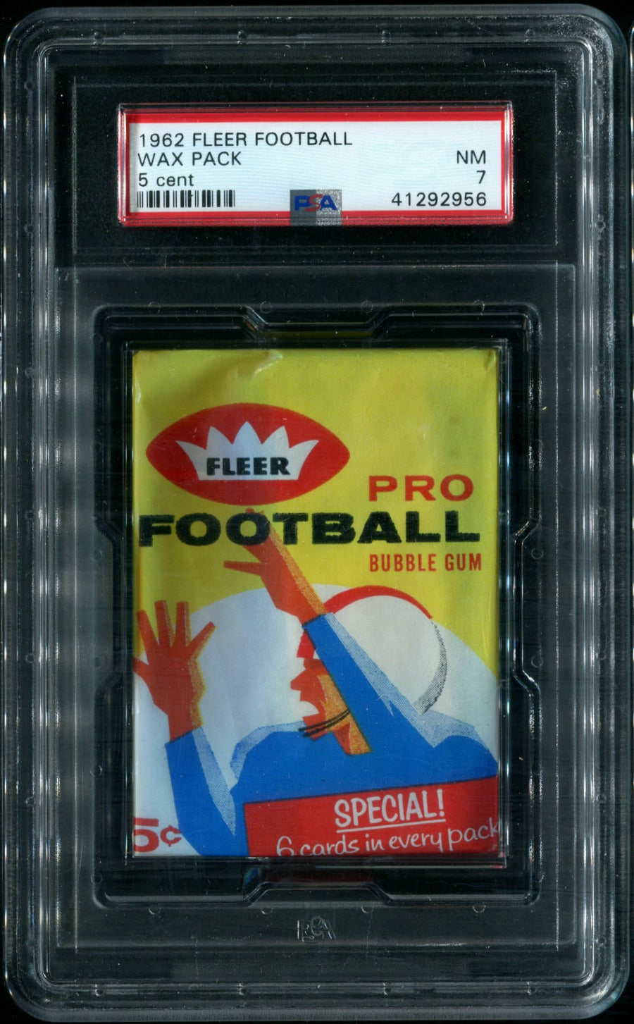 1962 Fleer Football Unopened 5 Cent Wax Pack PSA 7