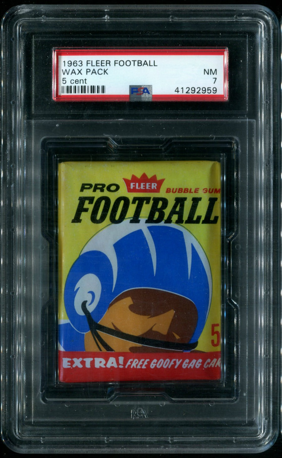 1963 Fleer Football Unopened 5 Cent Wax Pack PSA 7