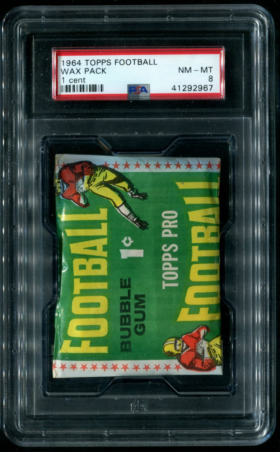 1964 Topps Football Unopened 1 Cent Wax Pack PSA 8