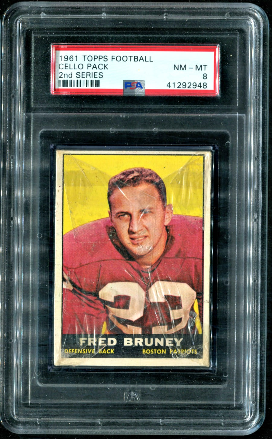 1961 Topps Football Unopened 2nd Series Cello Pack PSA 8