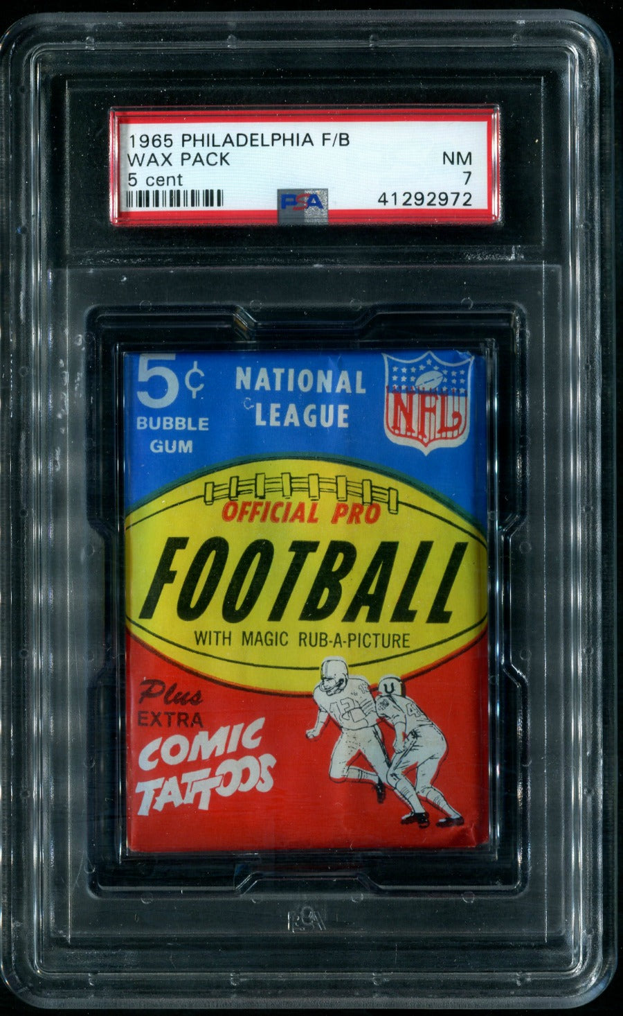 1965 Philadelphia Football Unopened 5 Cent Wax Pack PSA 7
