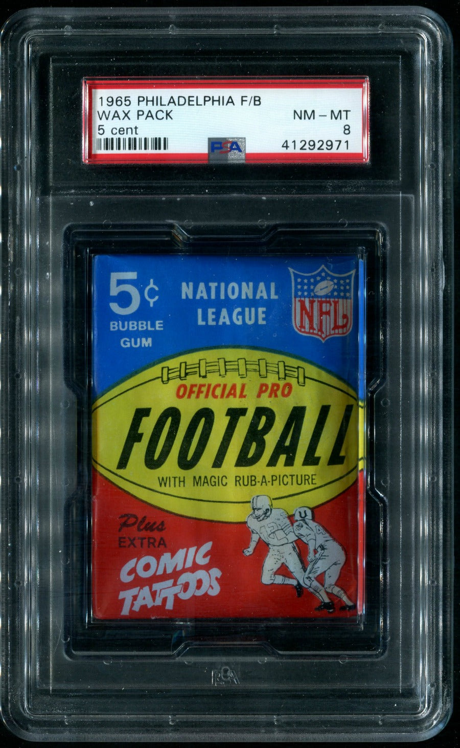 1965 Philadelphia Football Unopened 5 Cent Wax Pack PSA 8