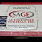 2001 Sage Autographed Football Box (Hobby)
