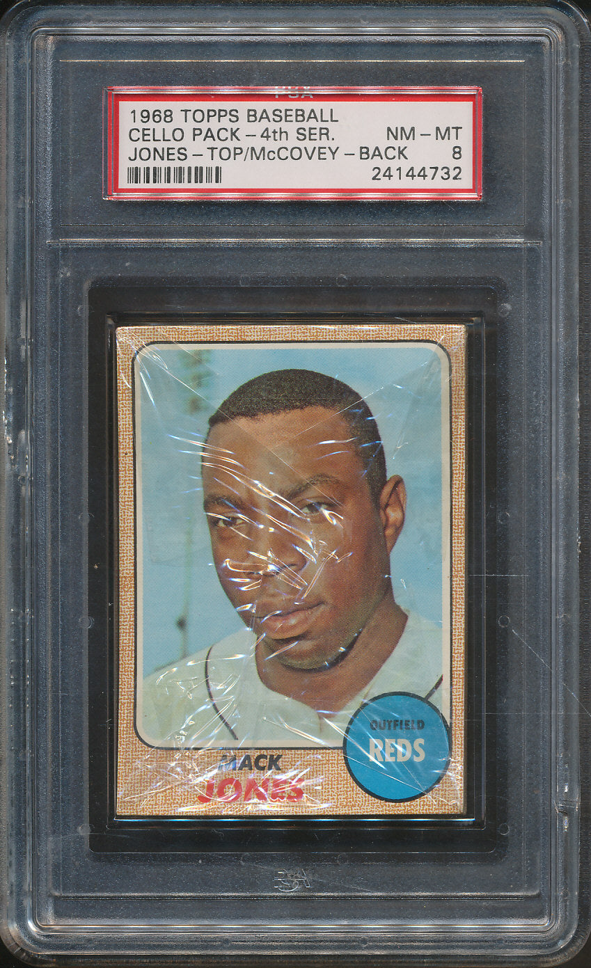 1968 Topps Baseball Unopened 4th Series Cello Pack PSA 7 McCovey Back