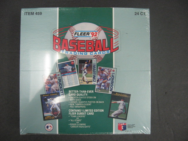 1992 Fleer Baseball Jumbo Box w/ Team Leaders