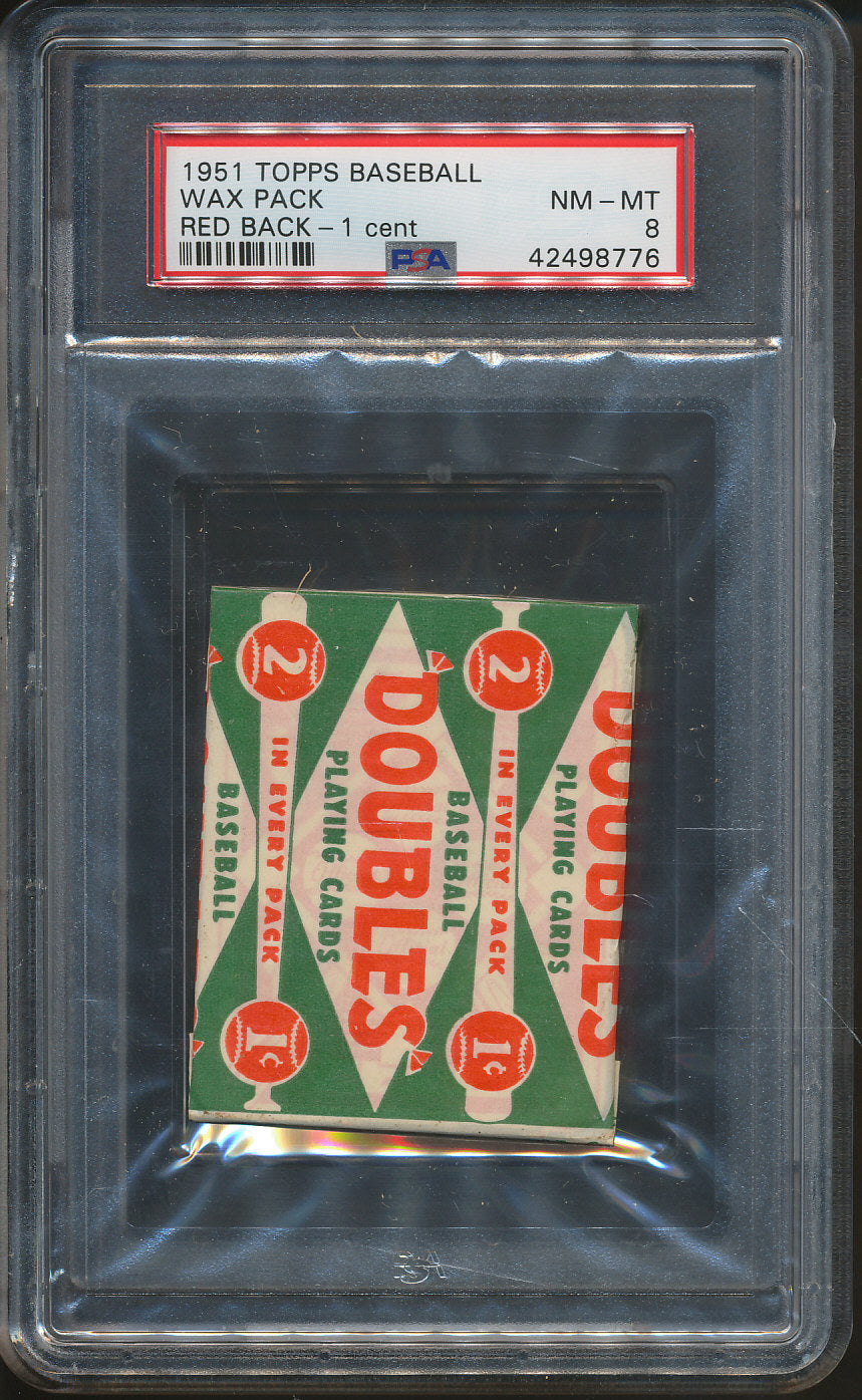 1951 Topps Baseball Red Back unopened Wax Pack PSA 8