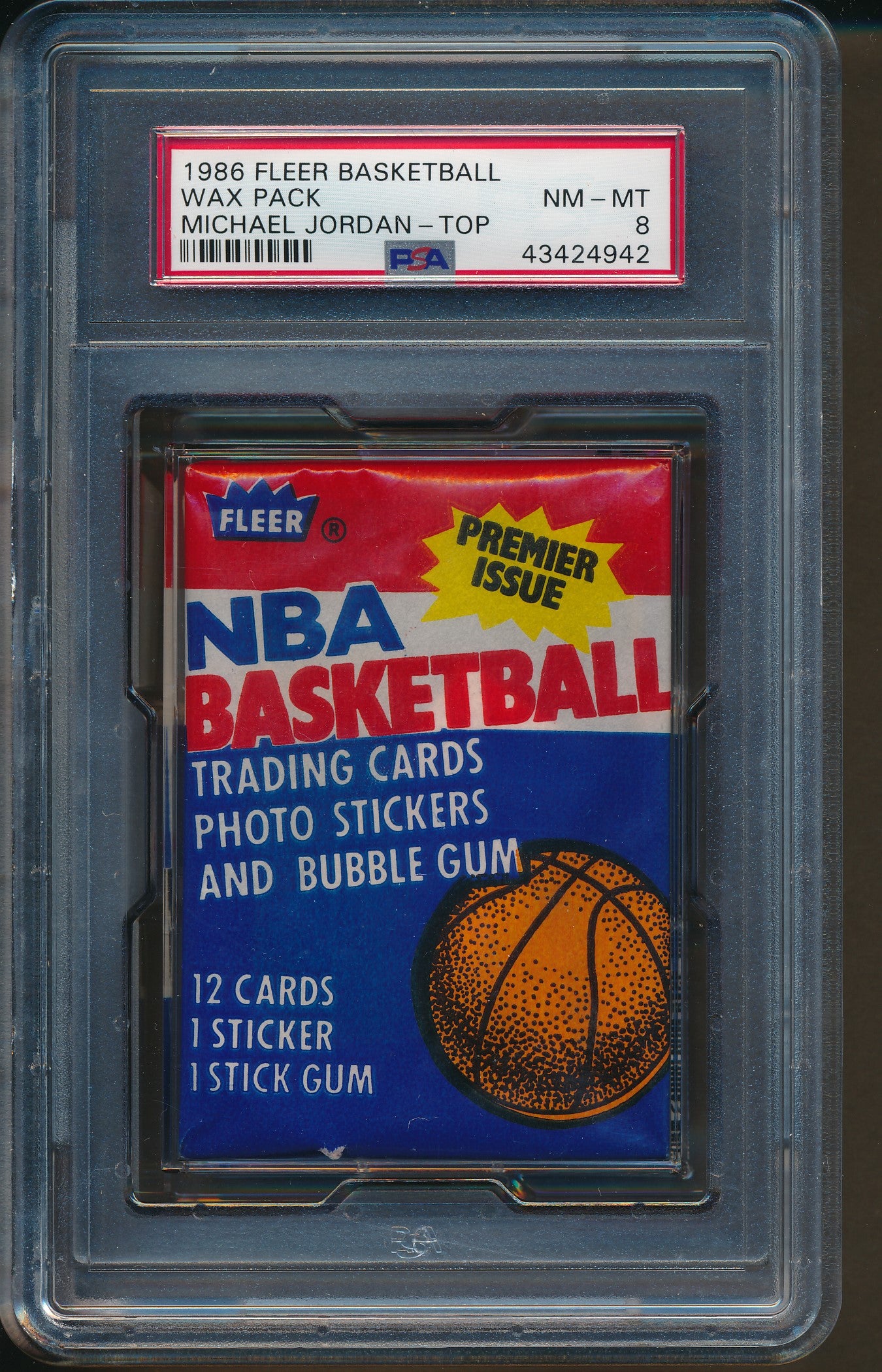 1986 1986/87 Fleer Basketball Unopened Wax Pack PSA 8 Jordan Top
