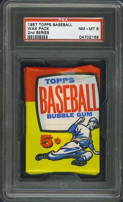 1957 Topps Baseball Unopened Series 2 Wax Pack PSA 8