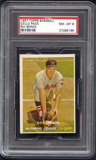 1957 Topps Baseball Unopened 5th Series Cello Pack PSA 8