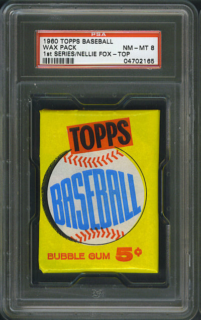 1960 Topps Baseball Unopened 1st Series Wax Pack PSA 8 Nellie Fox Top