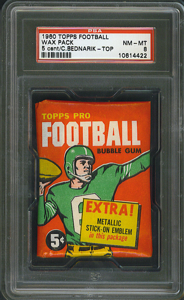 1960 Topps Football Unopened 5 Cent Wax Pack PSA 8 Bednarik Top
