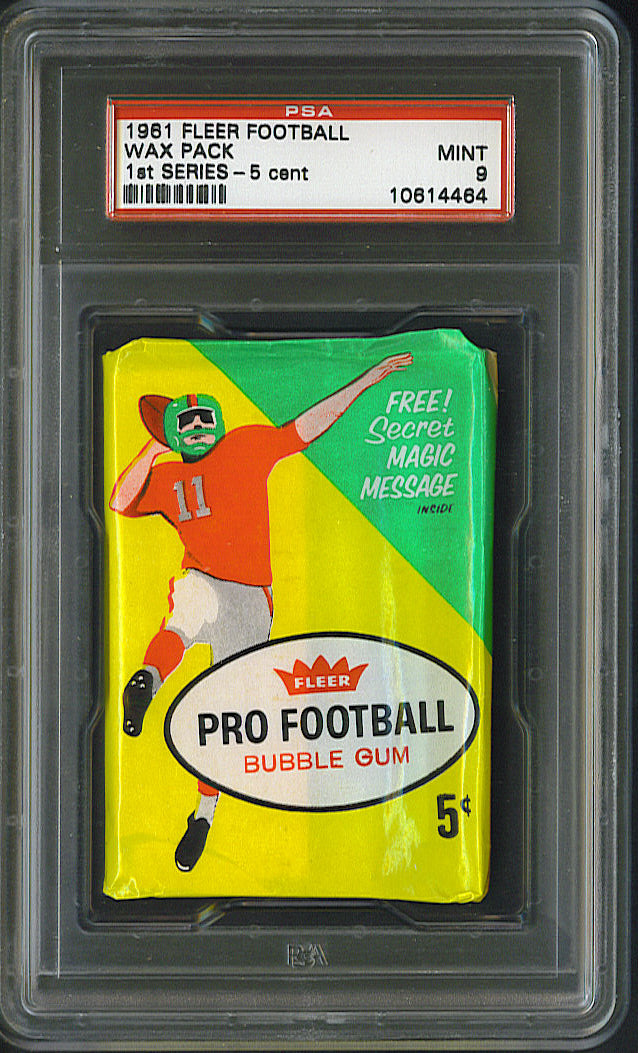 1961 Fleer Football Unopened 1st Series Wax Pack PSA 9