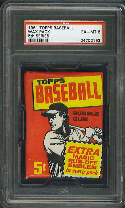 1961 Topps Baseball Unopened 5th Series Wax Pack PSA 6