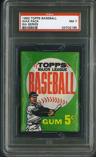 1962 Topps Baseball Unopened 5th Series Wax Pack PSA 7