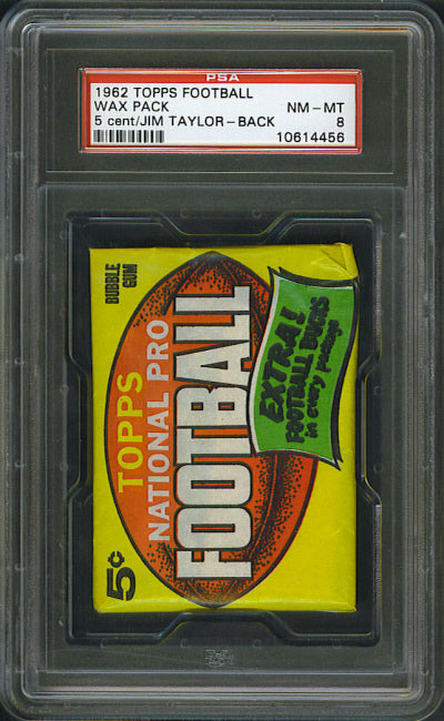 1962 Topps Football Unopened Wax Pack PSA 8 w/ Taylor Back