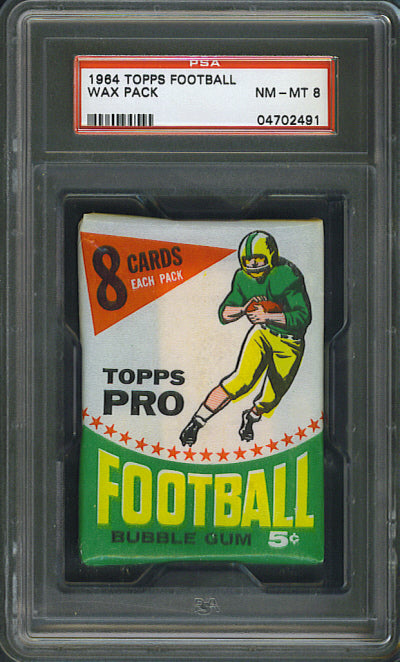 1964 Topps Football Unopened Wax Pack PSA 8 (8 Card)