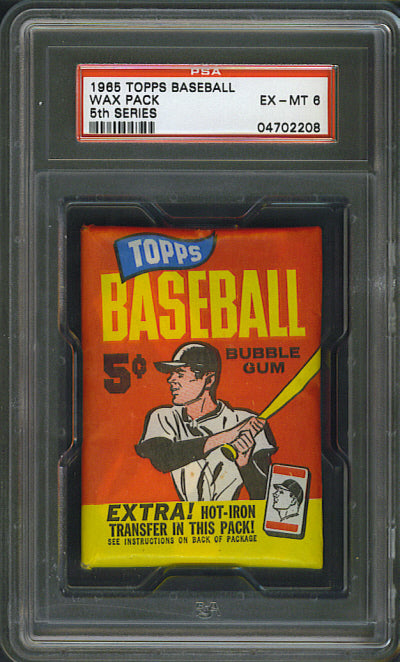 1965 Topps Baseball Unopened 5th Series Wax Pack PSA 6