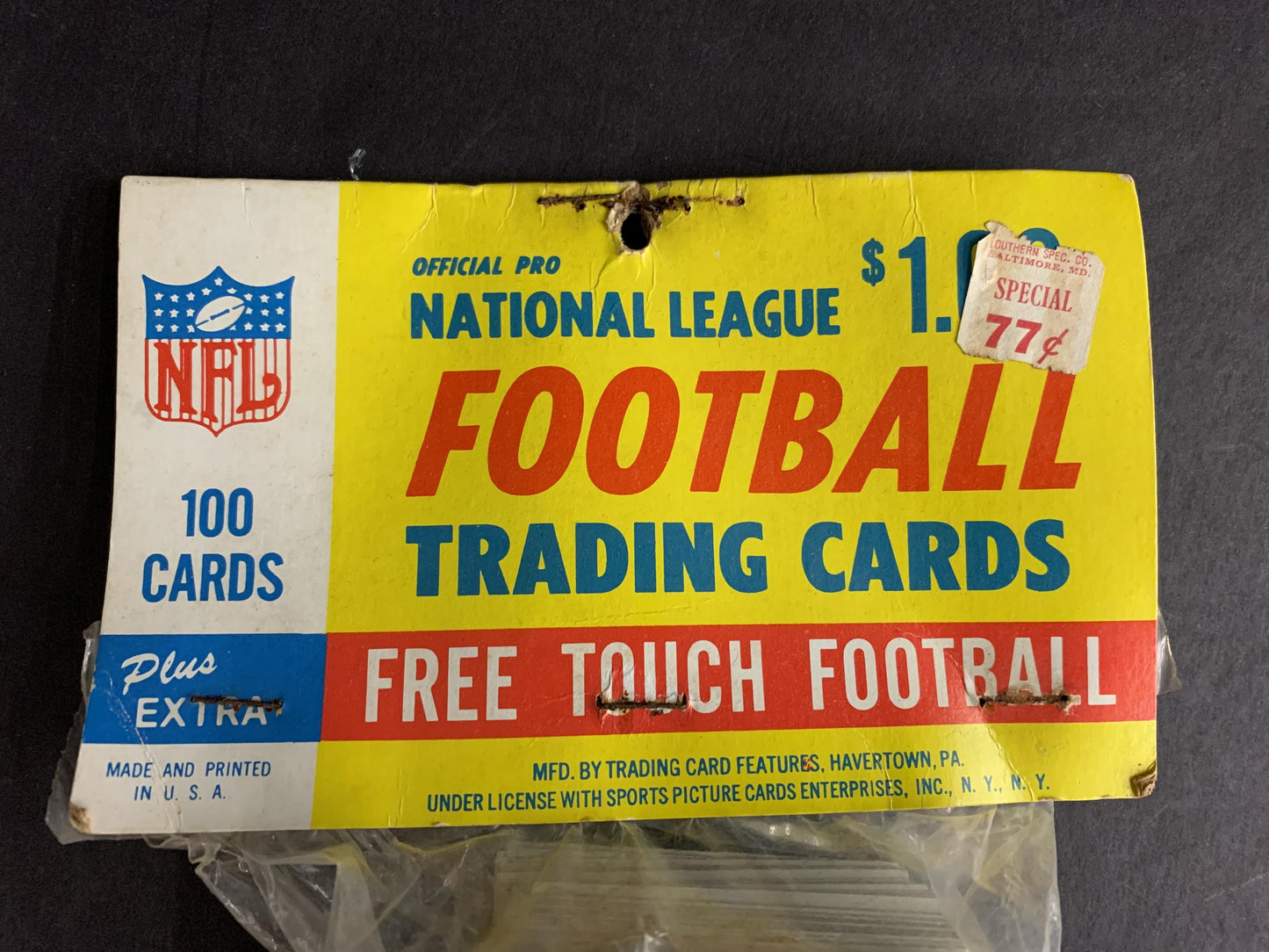 1966 Philadelphia Football Grocery Rack Pack (100 Cards) (BBCE)