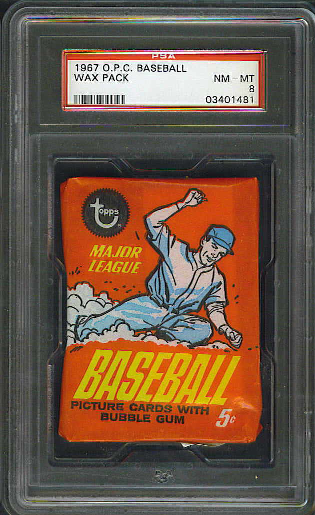 1967 OPC O-Pee-Chee Baseball Unopened Wax Pack PSA 8