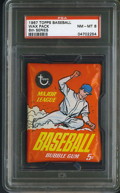 1967 Topps Baseball Unopened 6th Series Wax Pack PSA 8