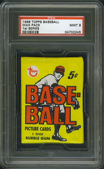 1968 Topps Baseball Unopened Series 1 Wax Pack PSA 9