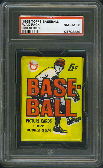 1968 Topps Baseball Unopened 2nd Series Wax Pack PSA 8