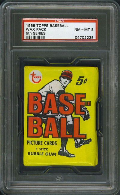 1968 Topps Baseball Unopened 5th Series Wax Pack PSA 8