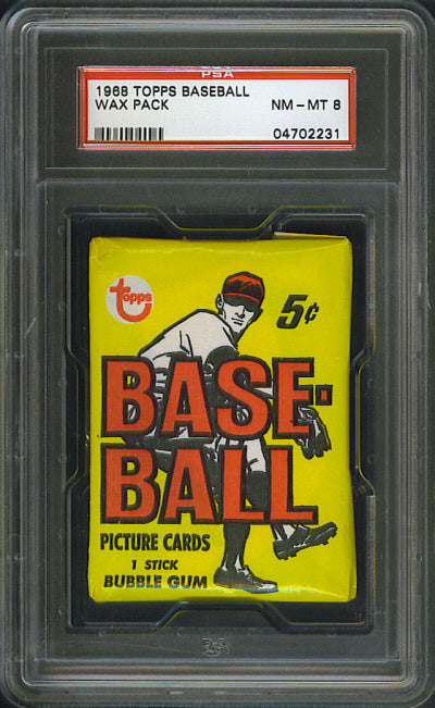 1968 Topps Baseball Unopened Wax Pack PSA 8