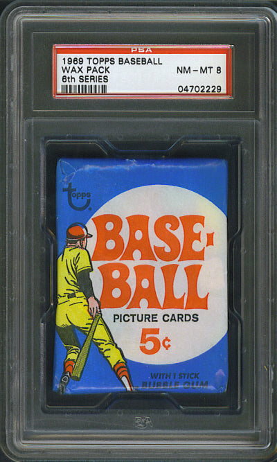 1969 Topps Baseball Unopened 6th Series Wax Pack PSA 8