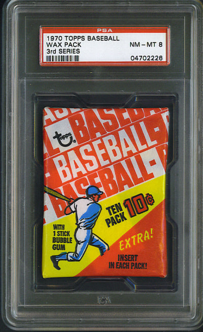 1970 Topps Baseball Unopened Series 3 Wax Pack PSA 8