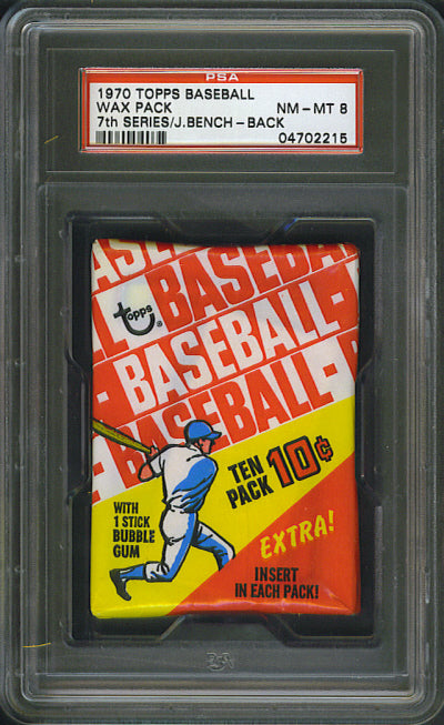 1970 Topps Baseball Unopened Series 7 Wax Pack PSA 8