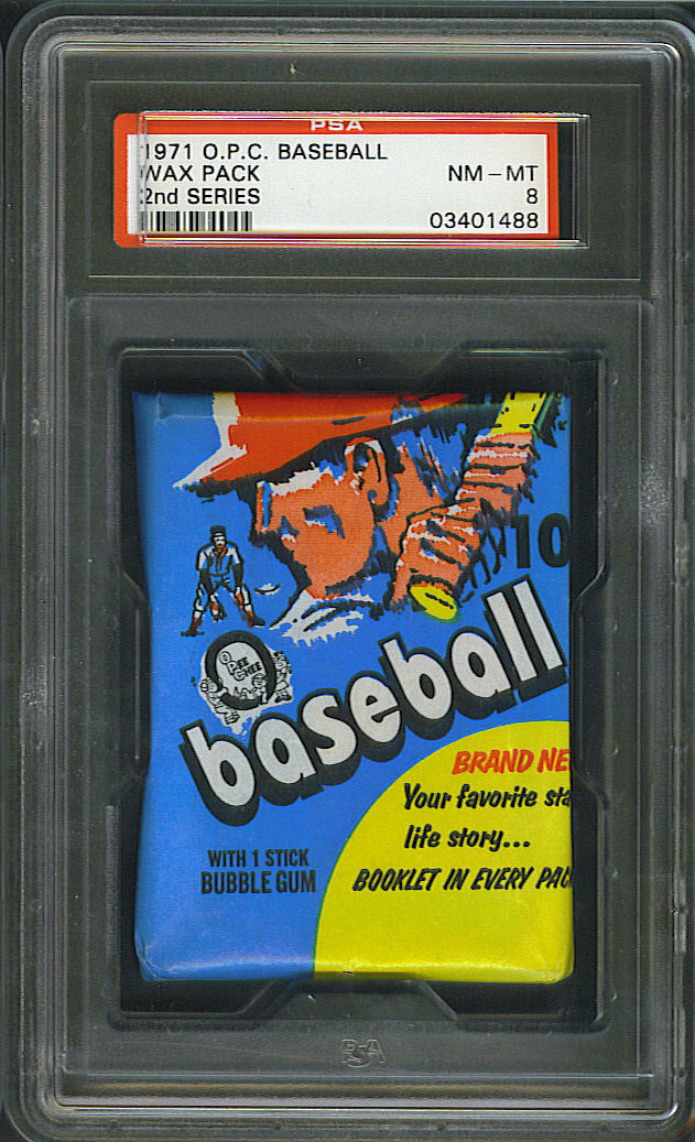 1971 OPC O-Pee-Chee Baseball Unopened Ser 2 Wax Pack PSA 8