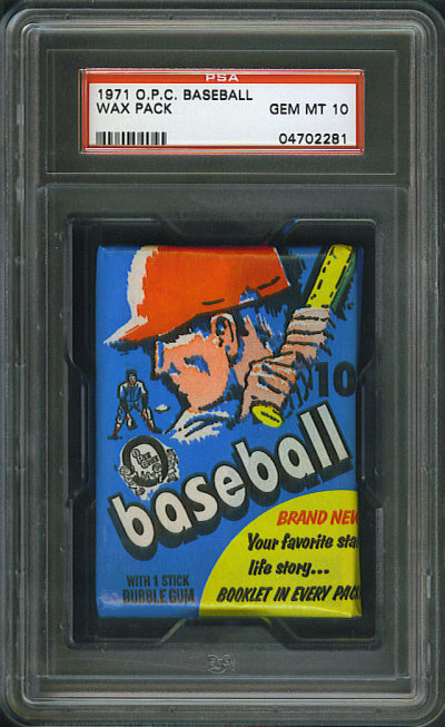 1971 OPC O-Pee-Chee Baseball Unopened 3rd Series Wax Pack PSA 10