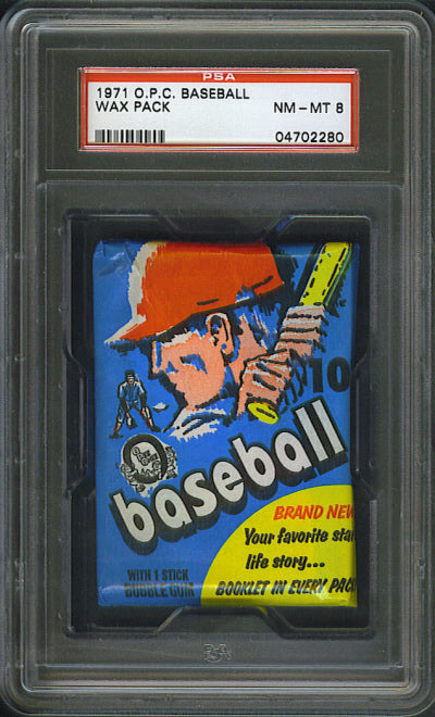 1971 OPC O-Pee-Chee Baseball Unopened Ser 3 Wax Pack PSA 8