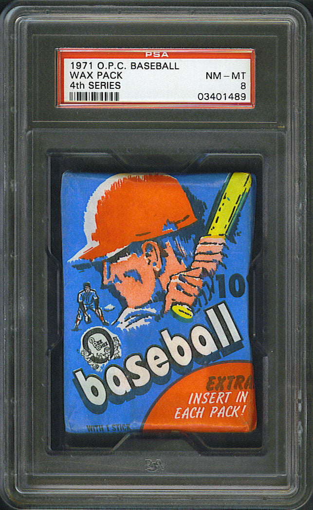 1971 OPC O-Pee-Chee Baseball Unopened Ser 4 Wax Pack PSA 8