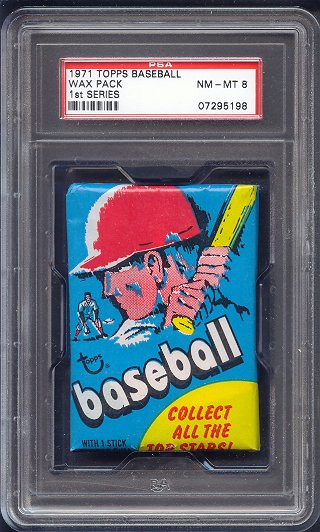 1971 Topps Baseball Unopened Series 1 Wax Pack PSA 8