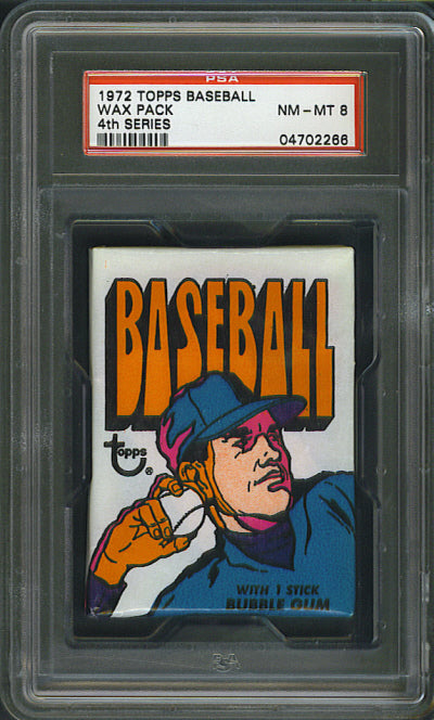 1972 Topps Baseball Unopened Series 4 Wax Pack PSA 8