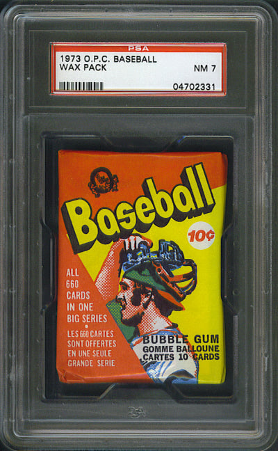 1973 OPC O-Pee-Chee Baseball Unopened Wax Pack PSA 7