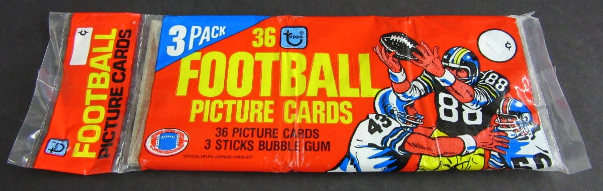 1981 Topps Football Unopened Grocery Rack Pack Red Wrapper