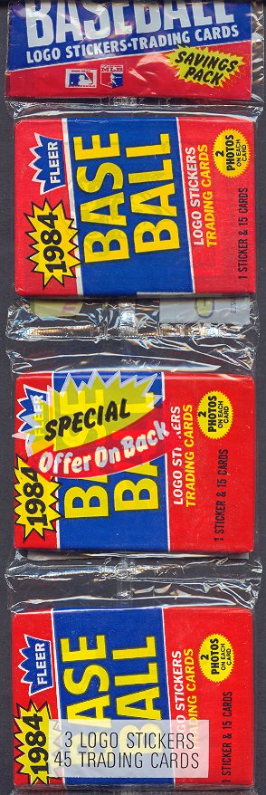 1984 Fleer Baseball Unopened Wax Pack Rack Pack (Authenticate)