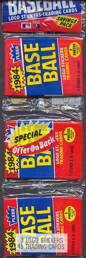 1984 Fleer Baseball Unopened Wax Pack Rack Pack