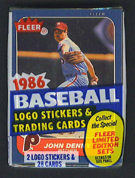 1986 Fleer Baseball Unopened Cello Pack