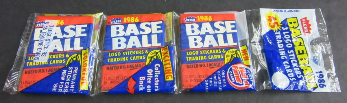 1986 Fleer Baseball Unopened Wax Pack Rack Pack (Authenticate)