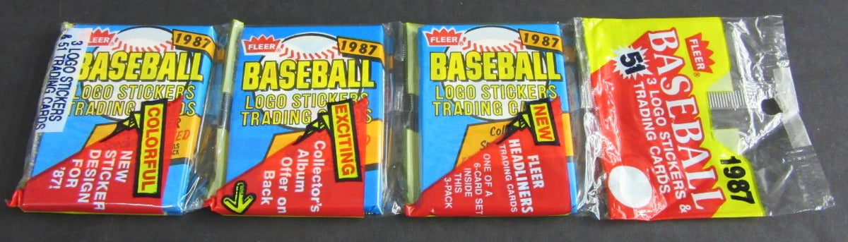 1987 Fleer Baseball Unopened Wax Pack Rack Pack (Blue)