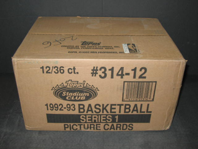 1992/93 Topps Stadium Club Basketball Series 1 Case (12 Box) (314-12)