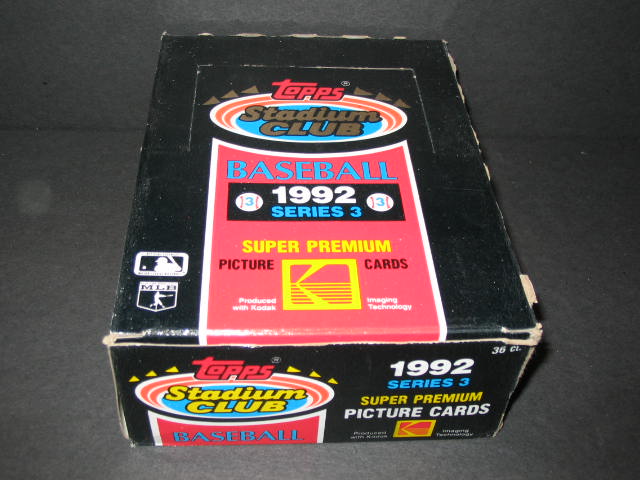 1992 Topps Stadium Club Baseball Series 3 Box