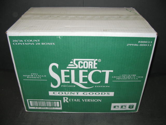 1993 Score Select Baseball Case (20 Box) (Retail)